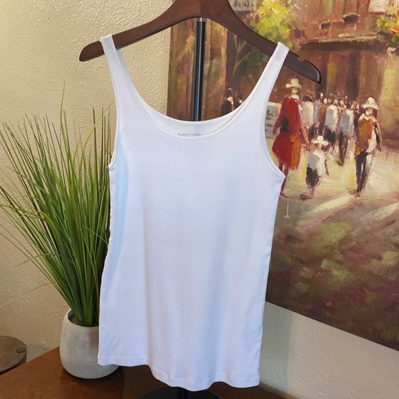 Eileen Fisher White Organic Cotton Slim Fit Tank Top Size XL - Picture 2 of 2